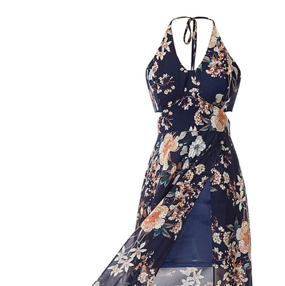 Jasambac Split Halter Maxi Dress